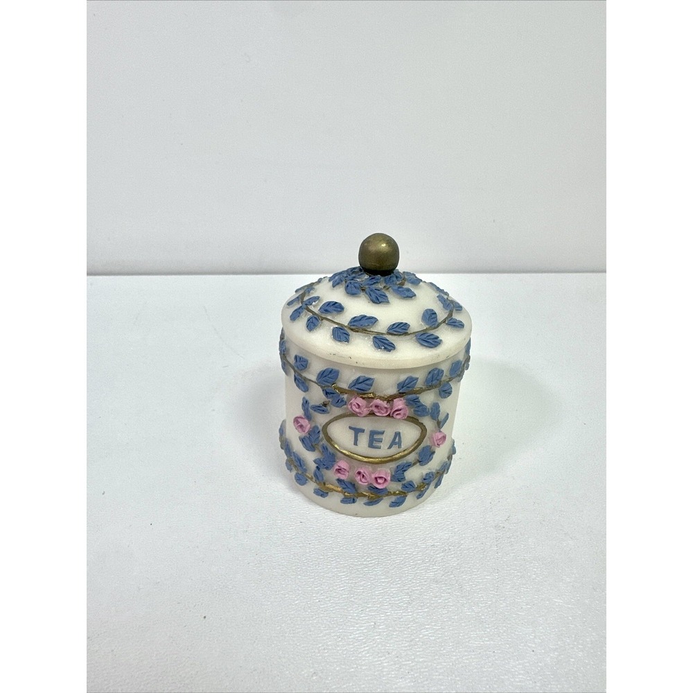 Tea Canister Trinket Box With Lid Pink Blue 3 In‎ Hand Painted Dezine